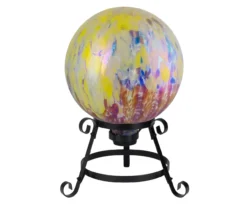 10" Yellow & Blue Speckled Iridescent Glass Gazing Ball -Garden Oasis 810616755 A0 3