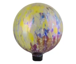 10" Yellow & Blue Speckled Iridescent Glass Gazing Ball -Garden Oasis 810616755 A0 4