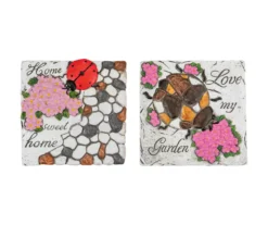 "Love My Garden" Ladybug & Floral Stepping Garden Stones, 2-Pack