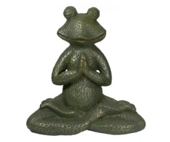 14" Gold Verdigris Yoga Frog Statue