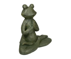 14" Gold Verdigris Yoga Frog Statue -Garden Oasis 810616814 A0 3