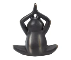 12" Black Prayer Yoga Frog Statue -Garden Oasis 810616815 A0 4