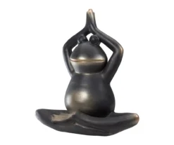 12" Black Prayer Yoga Frog Statue -Garden Oasis 810616815 A0 5
