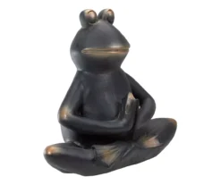 11" Black Sukhasana Yoga Frog Statue -Garden Oasis 810616816 A0 3