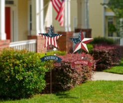 "Welcome" & "America" U.S. Flag Star Yard Stakes, 2-Pack 12 "Welcome" & "America" U.S. Flag Star Yard Stakes, 2-Pack -Garden Oasis 810649692 A0 2