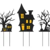 Haunted House, Pumpkin & Graveyard 3-Piece Yard Stake Set -Garden Oasis 810671251 A0 1