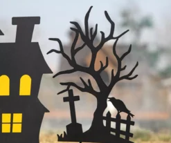 Haunted House, Pumpkin & Graveyard 3-Piece Yard Stake Set -Garden Oasis 810671251 A0 5