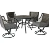 Real Living Arrow Ridge Tan 5-Piece All-Weather Wicker Swivel Patio Dining Set -Garden Oasis combo910007