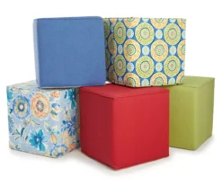 Jordan Manufacturing 18" Square Outdoor Pouf With Welt Trim